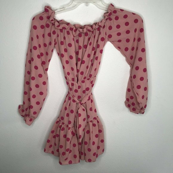 PrettyLittleThing Dusty Pink Polka Dot Shift Dress - Picture 7 of 8